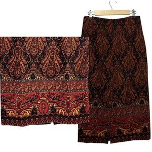 Vintage Whimsigoth Witchy Fairy Grunge Maxi Skirt Paisley Brown Goblincore 10